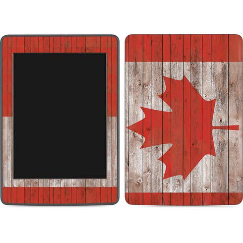 Canadian Flag Dark Wood Amazon Kindle Skin